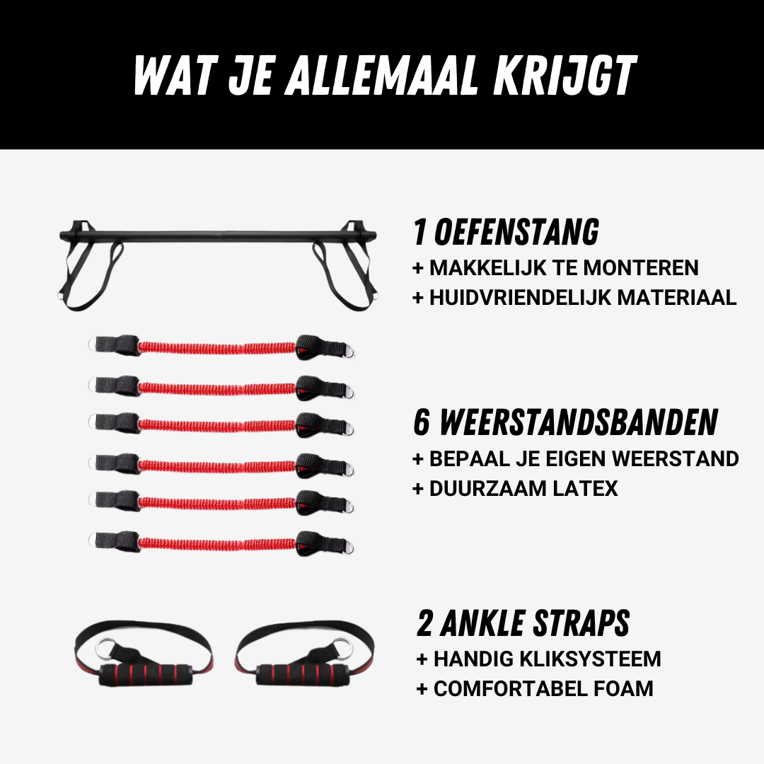 Pilates Training set - Oefenstang met Weerstandsbanden